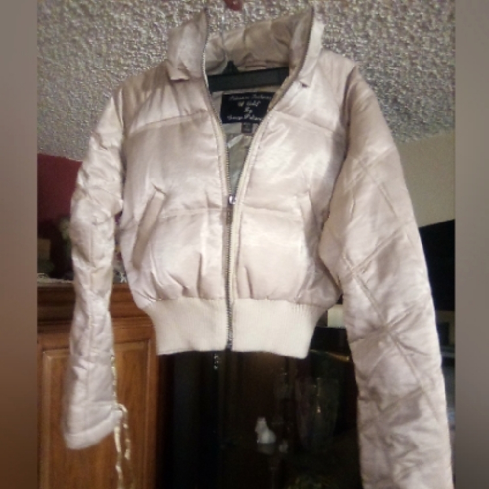 Gold cropped puffer jacket